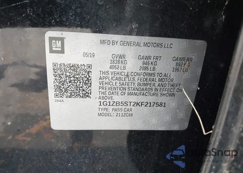 2019 Chevrolet Malibu 1Ls from USA, damaged, VIN 1G1ZB5ST2KF217581